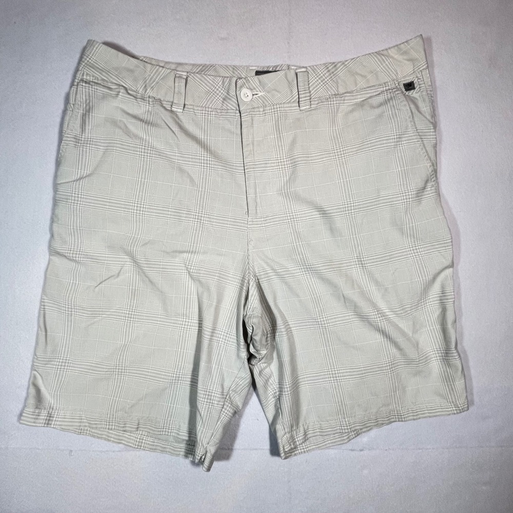 ONeill Mens Plaid Hybrid Walk Shorts Tan White Size 38 Casual Summer Surf